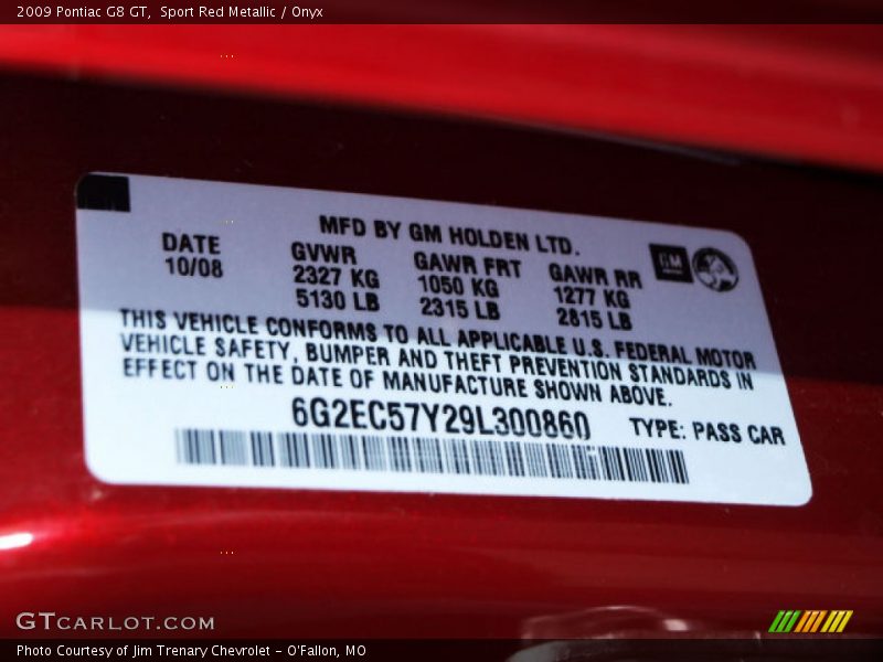 Sport Red Metallic / Onyx 2009 Pontiac G8 GT