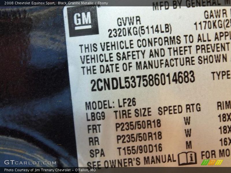Black Granite Metallic / Ebony 2008 Chevrolet Equinox Sport