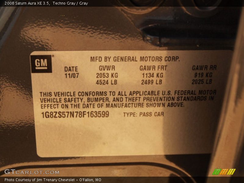 Techno Gray / Gray 2008 Saturn Aura XE 3.5