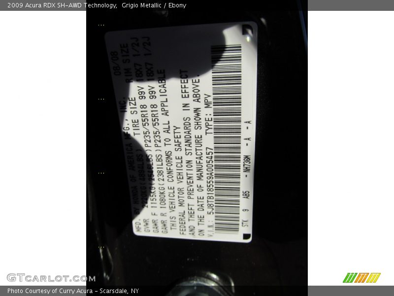 Grigio Metallic / Ebony 2009 Acura RDX SH-AWD Technology