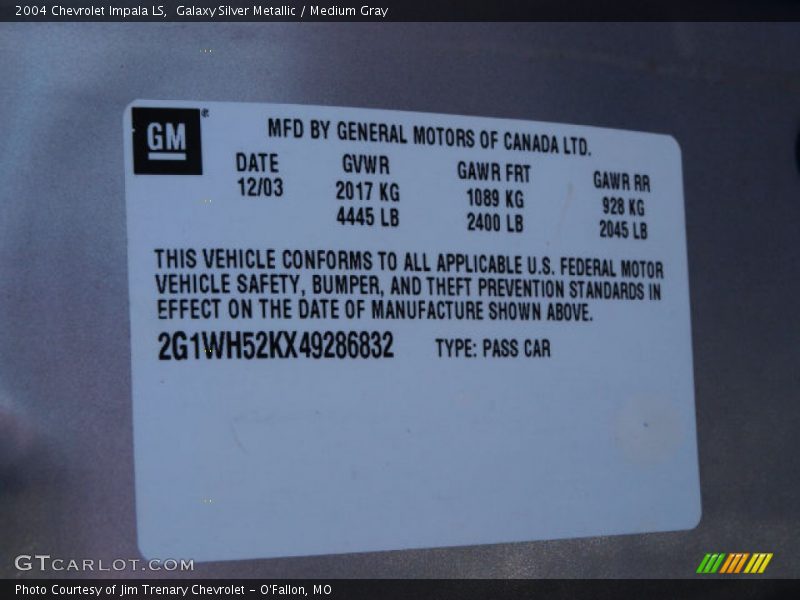 Galaxy Silver Metallic / Medium Gray 2004 Chevrolet Impala LS
