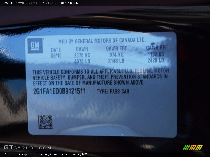 Black / Black 2011 Chevrolet Camaro LS Coupe
