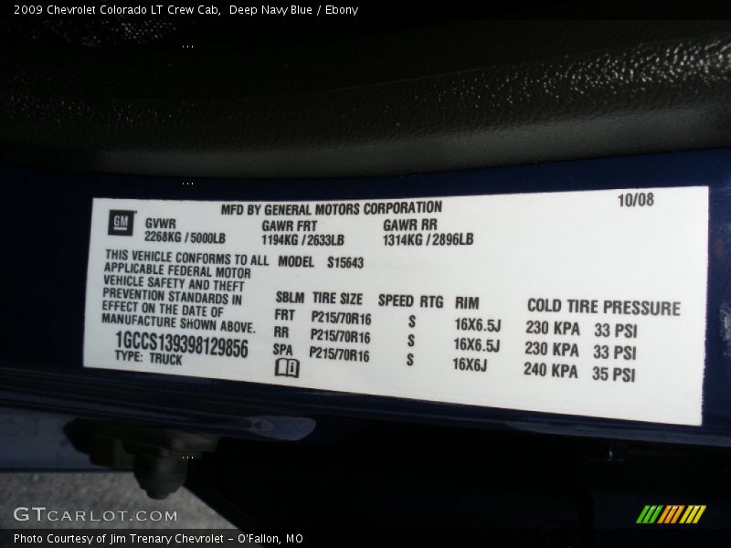 Deep Navy Blue / Ebony 2009 Chevrolet Colorado LT Crew Cab