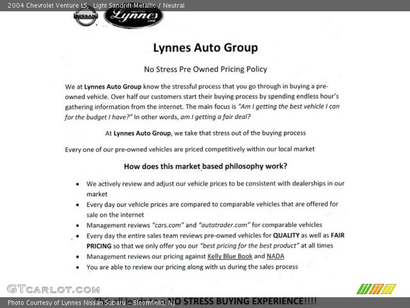 Light Sandrift Metallic / Neutral 2004 Chevrolet Venture LS