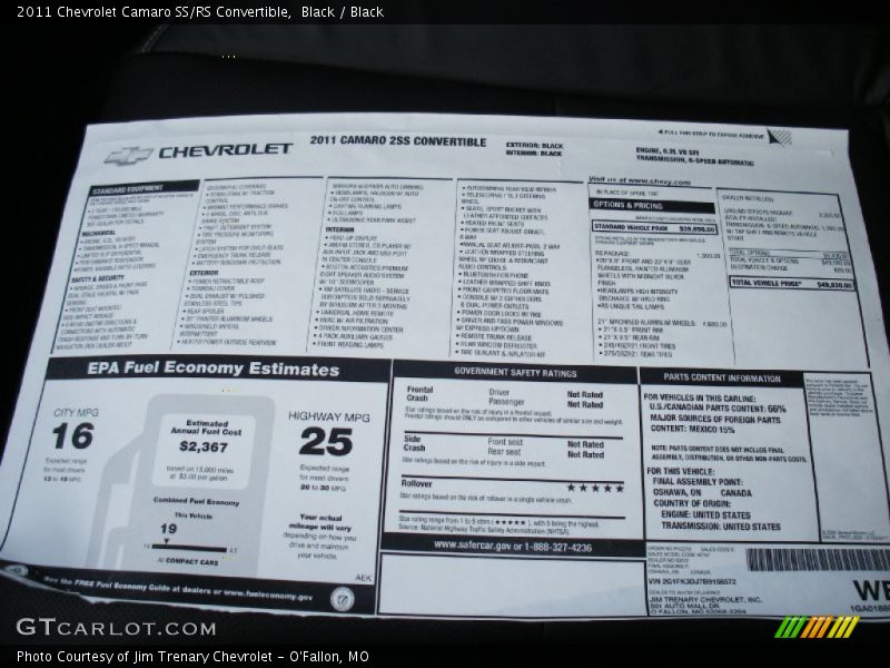 Black / Black 2011 Chevrolet Camaro SS/RS Convertible