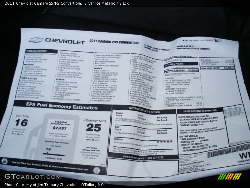 Silver Ice Metallic / Black 2011 Chevrolet Camaro SS/RS Convertible