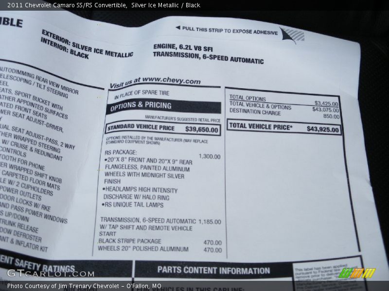 Silver Ice Metallic / Black 2011 Chevrolet Camaro SS/RS Convertible