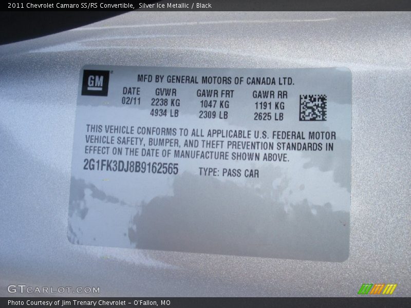 Silver Ice Metallic / Black 2011 Chevrolet Camaro SS/RS Convertible