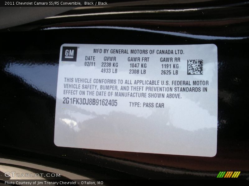 Black / Black 2011 Chevrolet Camaro SS/RS Convertible