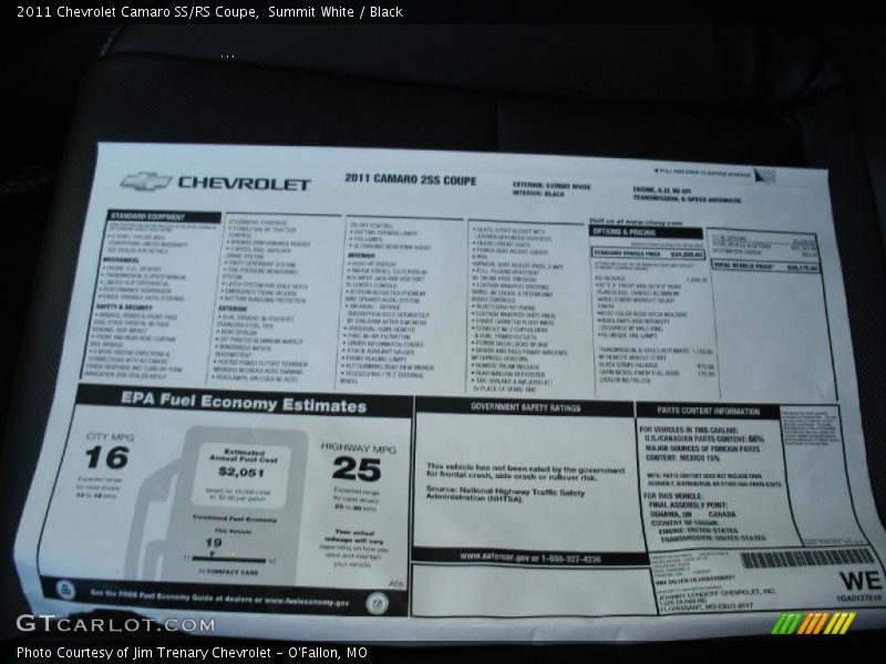 Summit White / Black 2011 Chevrolet Camaro SS/RS Coupe