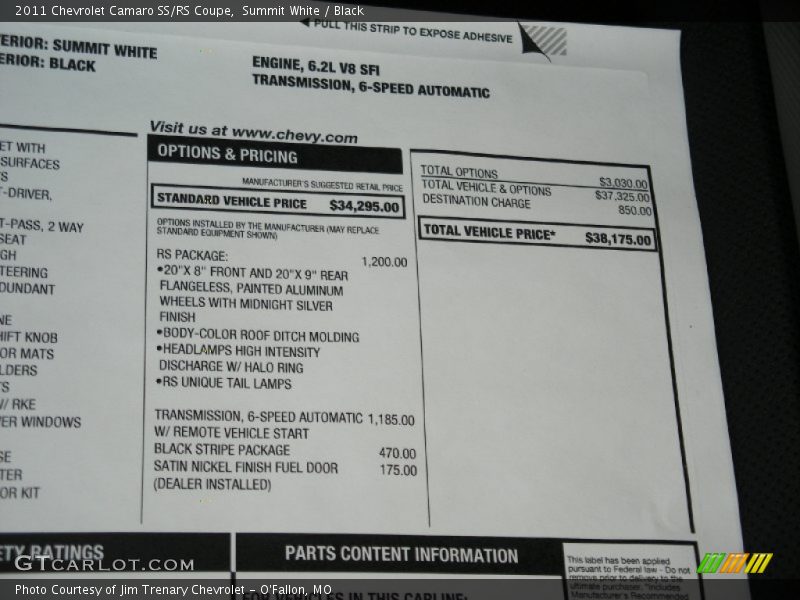 Summit White / Black 2011 Chevrolet Camaro SS/RS Coupe