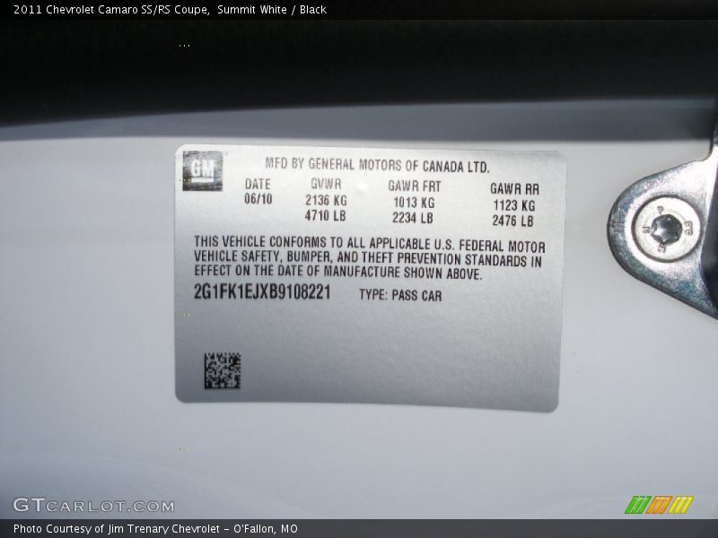 Summit White / Black 2011 Chevrolet Camaro SS/RS Coupe