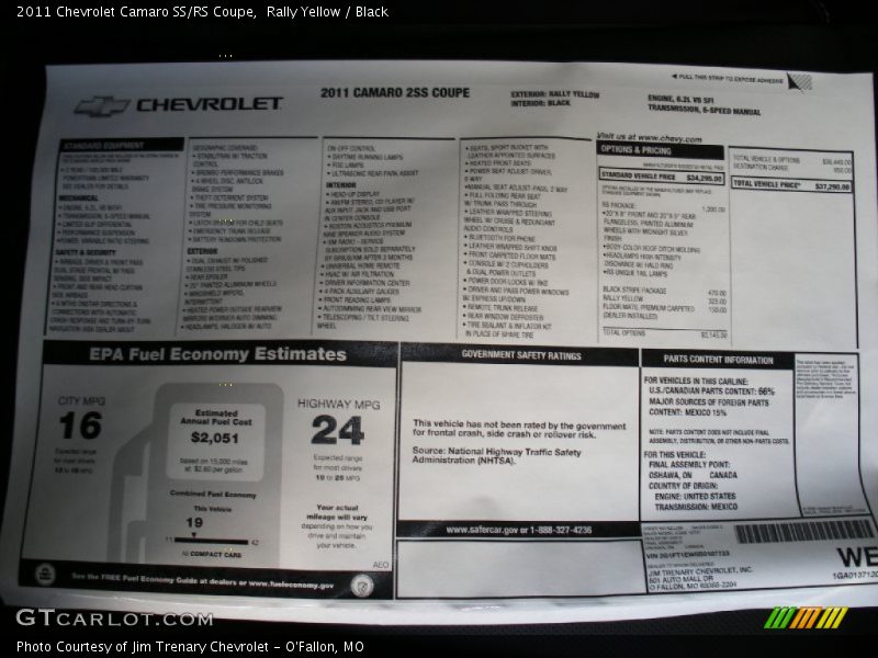 Rally Yellow / Black 2011 Chevrolet Camaro SS/RS Coupe