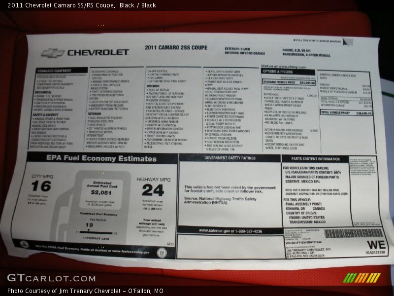 Black / Black 2011 Chevrolet Camaro SS/RS Coupe