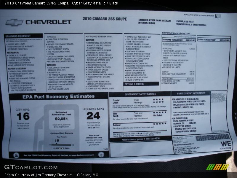 Cyber Gray Metallic / Black 2010 Chevrolet Camaro SS/RS Coupe