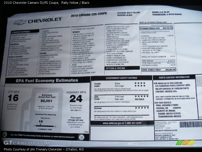 Rally Yellow / Black 2010 Chevrolet Camaro SS/RS Coupe