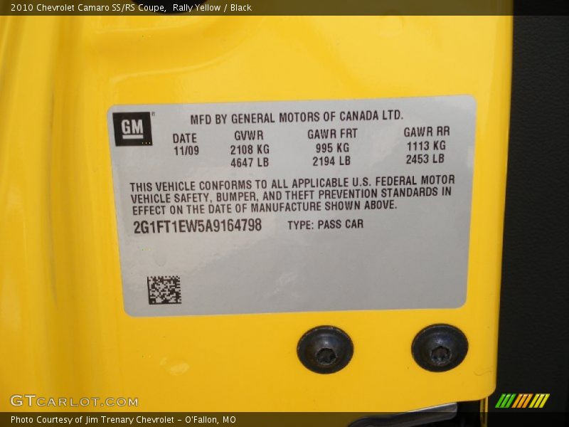 Rally Yellow / Black 2010 Chevrolet Camaro SS/RS Coupe