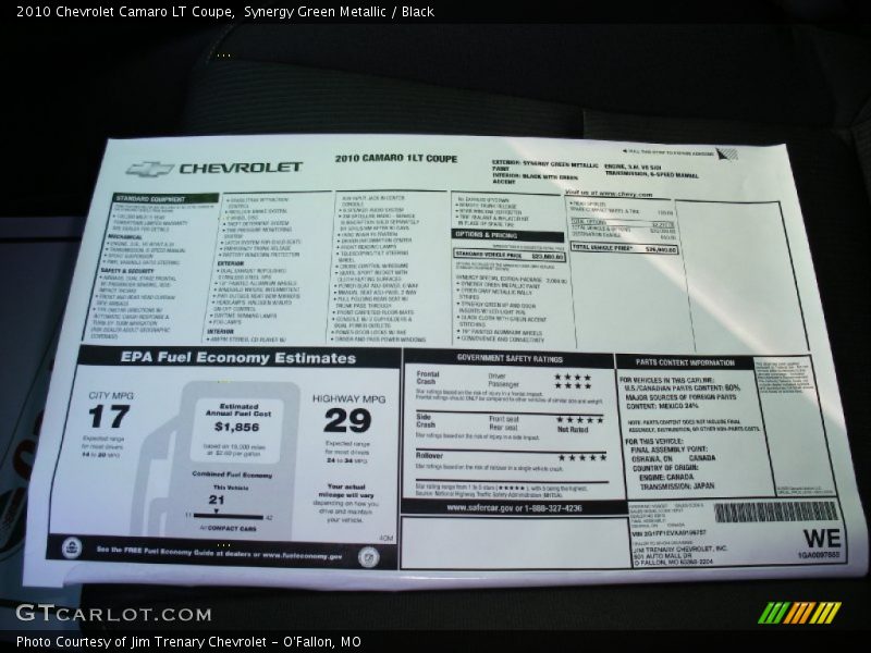 Synergy Green Metallic / Black 2010 Chevrolet Camaro LT Coupe