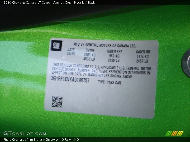 Synergy Green Metallic / Black 2010 Chevrolet Camaro LT Coupe