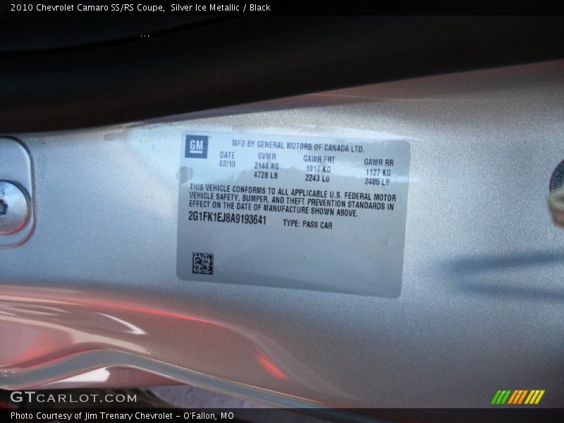 Silver Ice Metallic / Black 2010 Chevrolet Camaro SS/RS Coupe