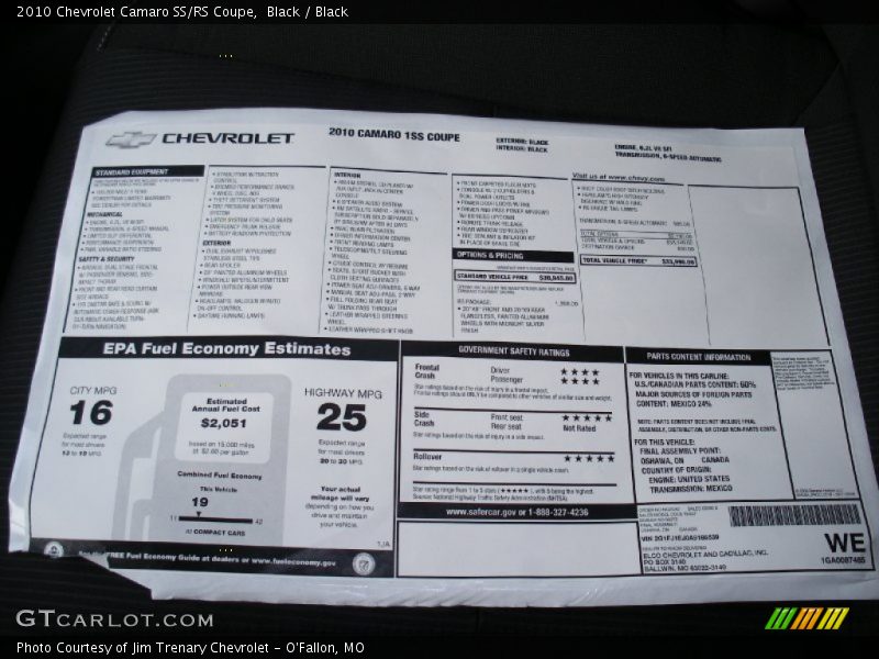 Black / Black 2010 Chevrolet Camaro SS/RS Coupe
