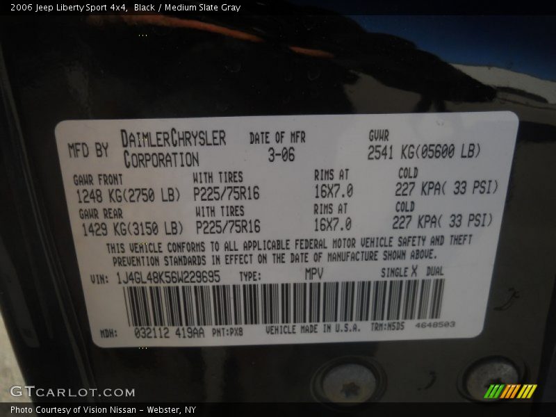 Black / Medium Slate Gray 2006 Jeep Liberty Sport 4x4