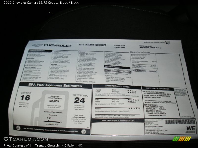 Black / Black 2010 Chevrolet Camaro SS/RS Coupe
