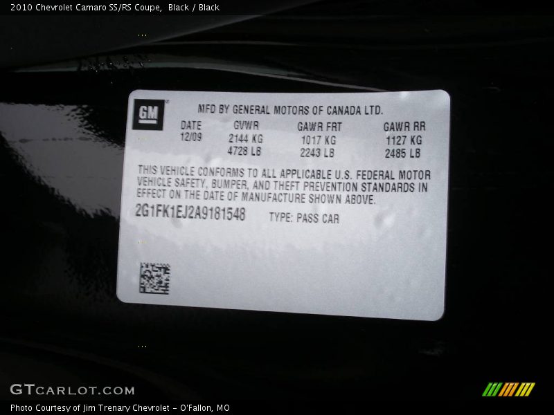 Black / Black 2010 Chevrolet Camaro SS/RS Coupe