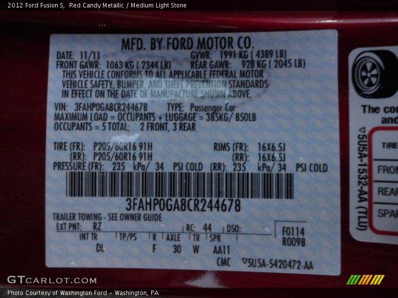 Red Candy Metallic / Medium Light Stone 2012 Ford Fusion S