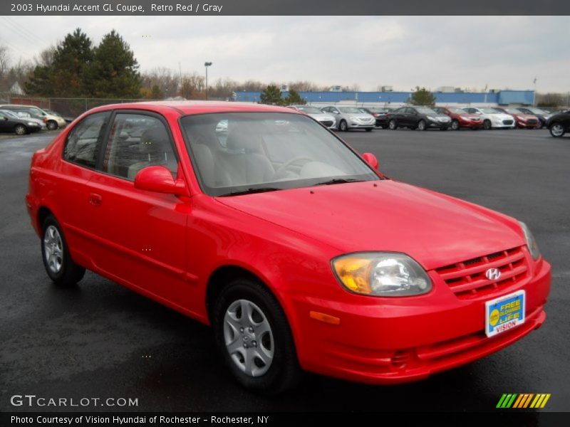 Retro Red / Gray 2003 Hyundai Accent GL Coupe