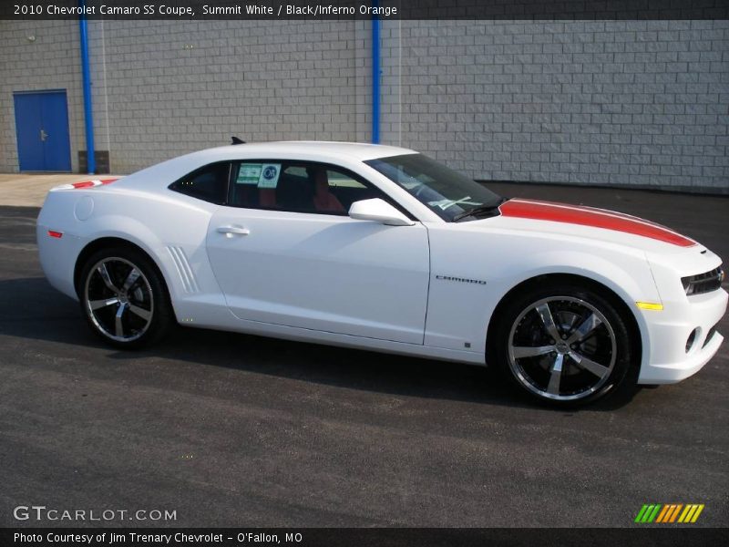 Summit White / Black/Inferno Orange 2010 Chevrolet Camaro SS Coupe