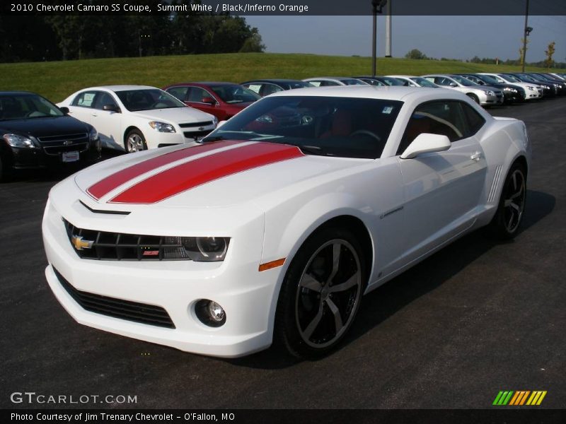 Summit White / Black/Inferno Orange 2010 Chevrolet Camaro SS Coupe