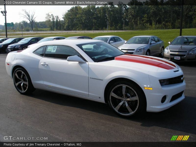 Summit White / Black/Inferno Orange 2010 Chevrolet Camaro SS Coupe