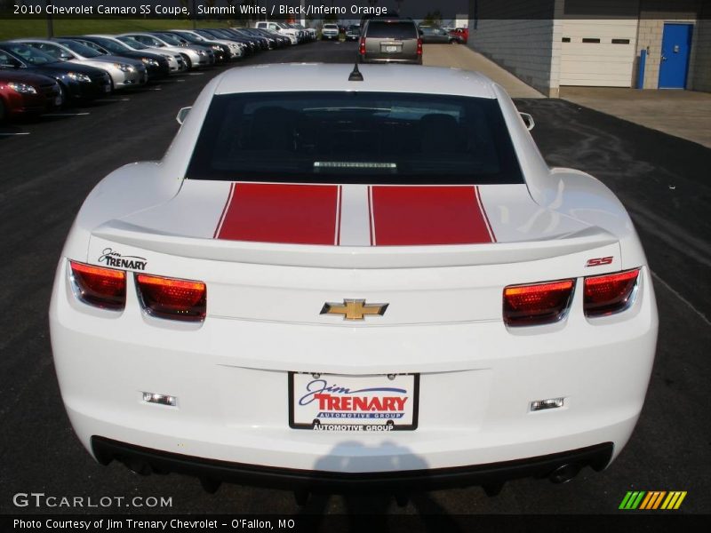 Summit White / Black/Inferno Orange 2010 Chevrolet Camaro SS Coupe