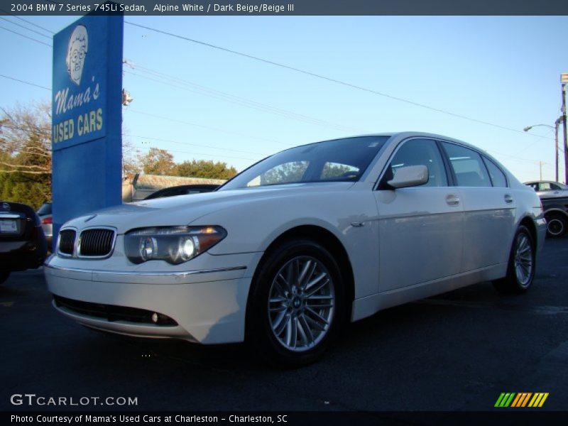 Alpine White / Dark Beige/Beige III 2004 BMW 7 Series 745Li Sedan