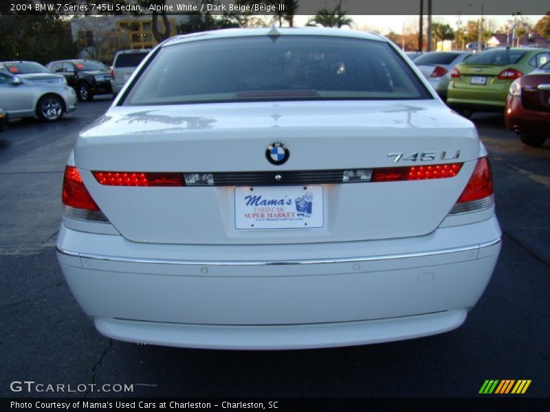 Alpine White / Dark Beige/Beige III 2004 BMW 7 Series 745Li Sedan