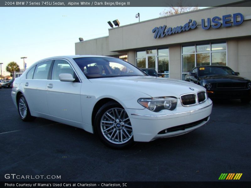 Alpine White / Dark Beige/Beige III 2004 BMW 7 Series 745Li Sedan