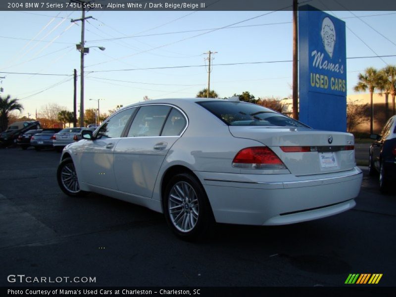 Alpine White / Dark Beige/Beige III 2004 BMW 7 Series 745Li Sedan