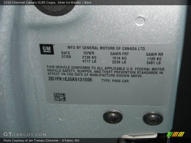 Silver Ice Metallic / Black 2010 Chevrolet Camaro SS/RS Coupe