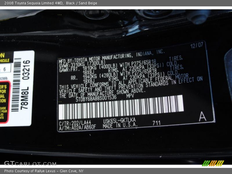 Black / Sand Beige 2008 Toyota Sequoia Limited 4WD