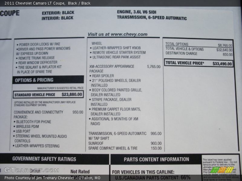 MSRP - 2011 Chevrolet Camaro LT Coupe