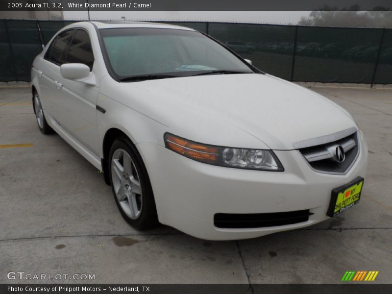 White Diamond Pearl / Camel 2005 Acura TL 3.2