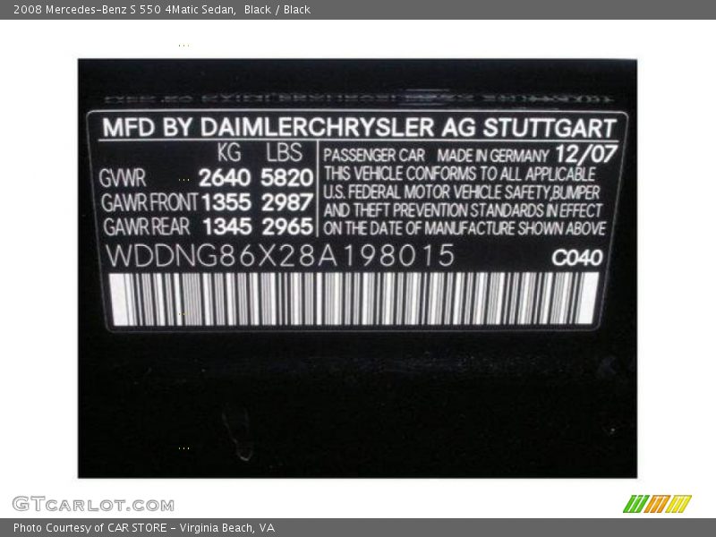 Black / Black 2008 Mercedes-Benz S 550 4Matic Sedan