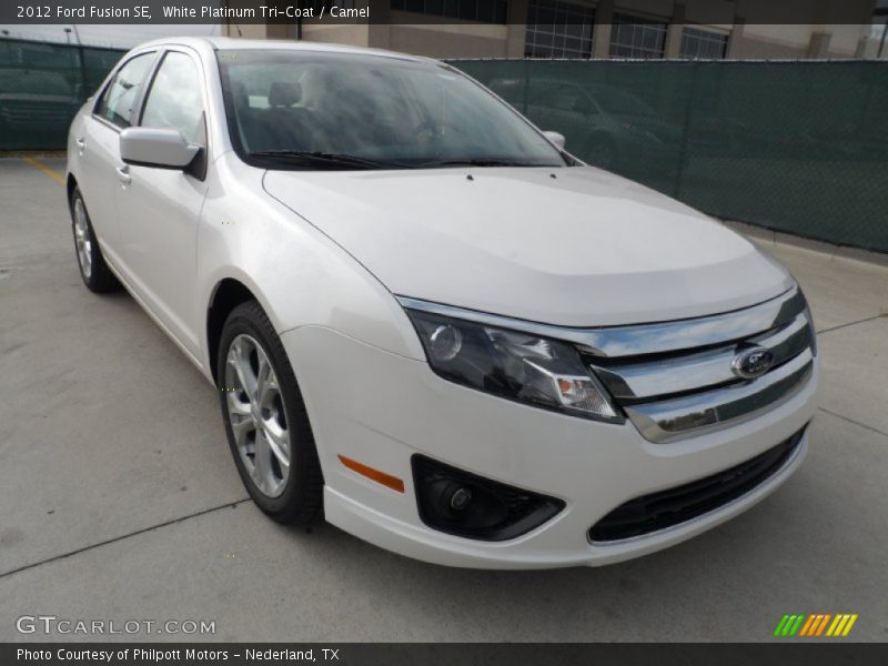 White Platinum Tri-Coat / Camel 2012 Ford Fusion SE