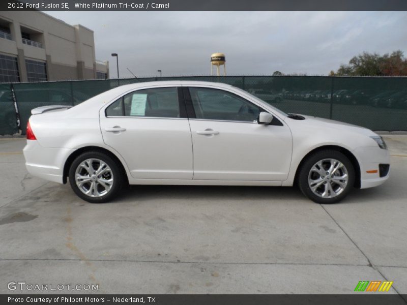 White Platinum Tri-Coat / Camel 2012 Ford Fusion SE
