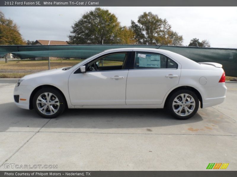 White Platinum Tri-Coat / Camel 2012 Ford Fusion SE