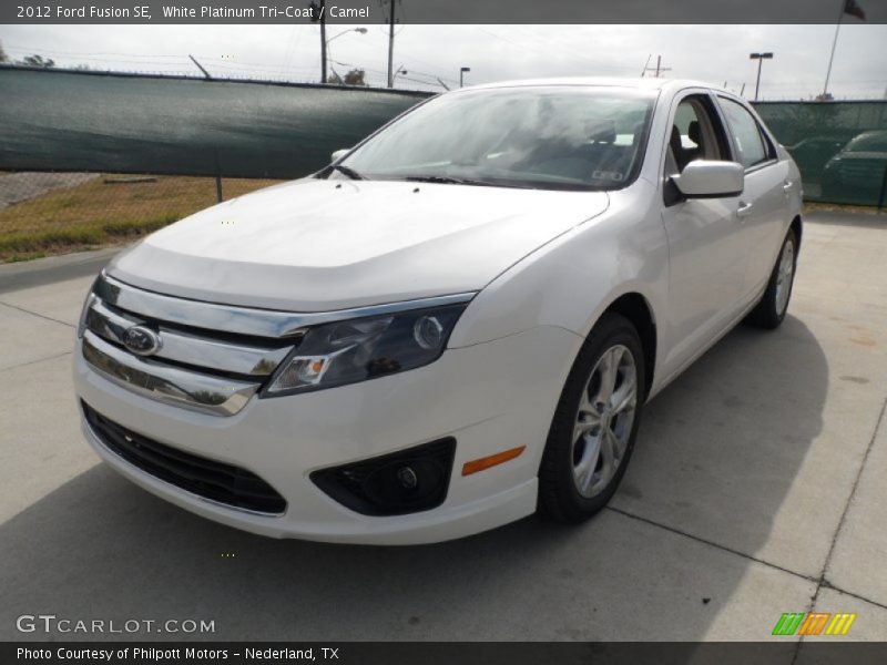 White Platinum Tri-Coat / Camel 2012 Ford Fusion SE