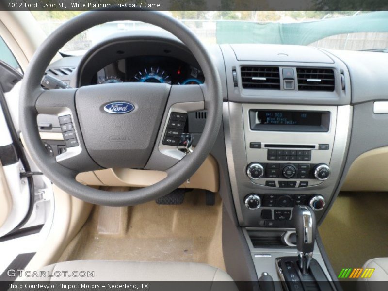 White Platinum Tri-Coat / Camel 2012 Ford Fusion SE
