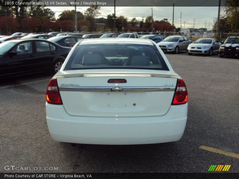 White / Neutral Beige 2005 Chevrolet Malibu LS V6 Sedan