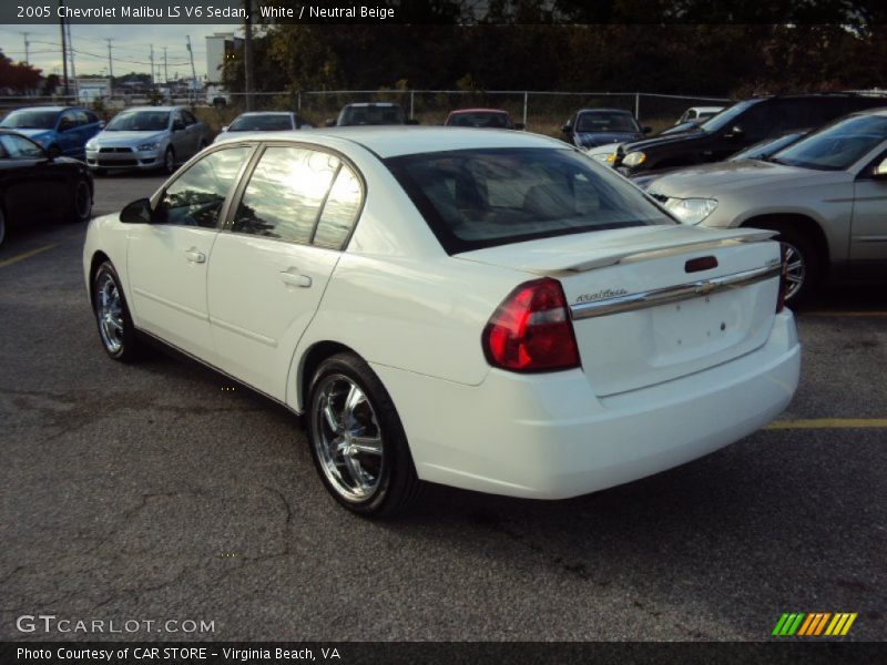 White / Neutral Beige 2005 Chevrolet Malibu LS V6 Sedan